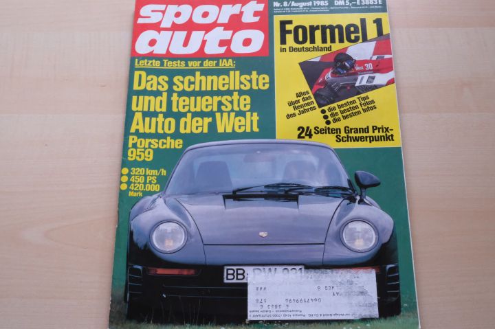 Deckblatt Sport Auto (08/1985)